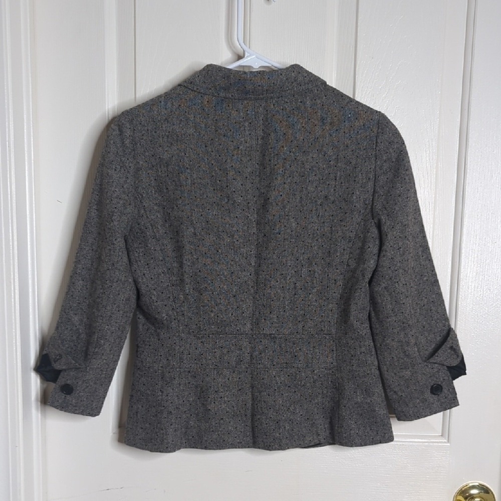 Banana Republic Gray With Black Polka Dots Tweed Tailored Women's Blazer - Picture 9 of 11